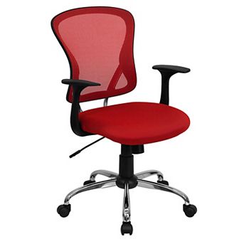 Emma and Oliver Mid-Back Green Mesh Swivel Task Office Chair with Chrome Base and Arms