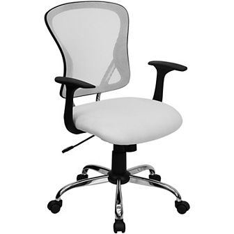 Emma and Oliver Mid-Back Green Mesh Swivel Task Office Chair with Chrome Base and Arms