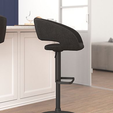 Emma and Oliver Charcoal Fabric Adjustable Height Rounded Mid-Back Barstool