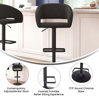 Emma and Oliver Charcoal Fabric Adjustable Height Rounded Mid-Back Barstool