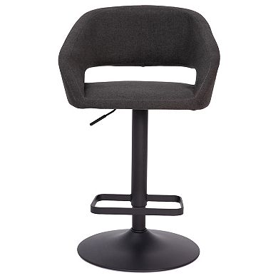 Emma And Oliver Shae Contemporary Upholstered Adjustable Height Barstool With Rounded Back