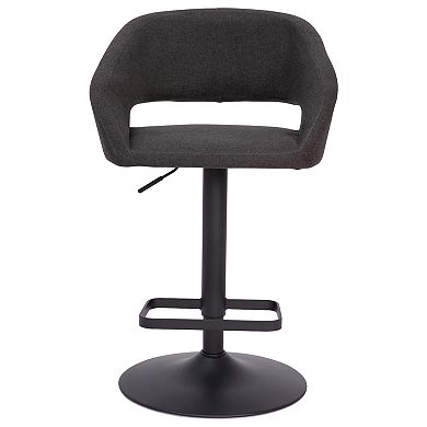 Emma and Oliver Charcoal Fabric Adjustable Height Rounded Mid-Back Barstool