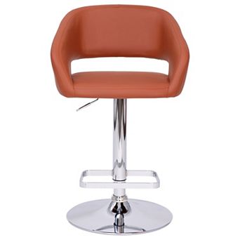 Emma and Oliver Orange Vinyl Adjustable Height Rounded Mid-Back Barstool