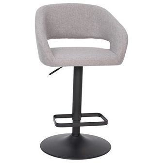 Emma and Oliver Orange Vinyl Adjustable Height Rounded Mid-Back Barstool