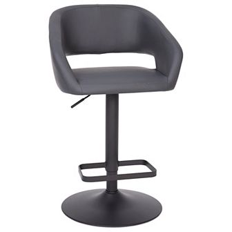 Emma and Oliver Orange Vinyl Adjustable Height Rounded Mid-Back Barstool