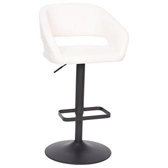 Emma and Oliver Orange Vinyl Adjustable Height Rounded Mid-Back Barstool