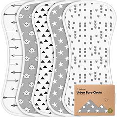 KeaBabies 5pk Softe Muslin Burp Cloths for Baby Girls and Boys, Organic Burping Cloths for Babies, Baby Burp Clothes - Roarsome