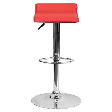 Emma and Oliver Brown Vinyl Adjustable Height Barstool with Solid Wave Seat
