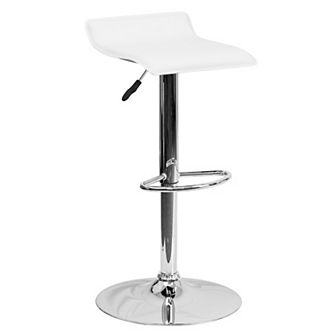 Emma and Oliver Brown Vinyl Adjustable Height Barstool with Solid Wave Seat