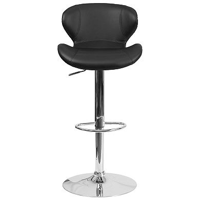 Emma and Oliver Red Vinyl Adjustable Height Curved Back Barstool
