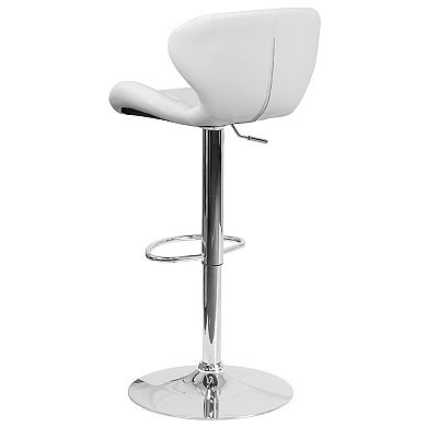 Emma and Oliver Red Vinyl Adjustable Height Curved Back Barstool