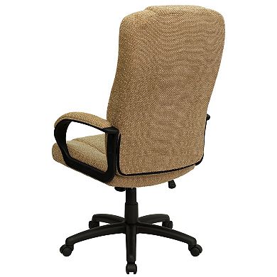 Emma and Oliver High Back Beige Fabric Executive Swivel Office Chair with Arms