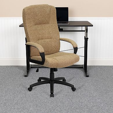 Emma and Oliver High Back Beige Fabric Executive Swivel Office Chair with Arms