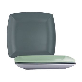 Gibson Home Grayson 4 pc 8.5 Inch Square Melamine Dessert Plate Set in Assorted Colors