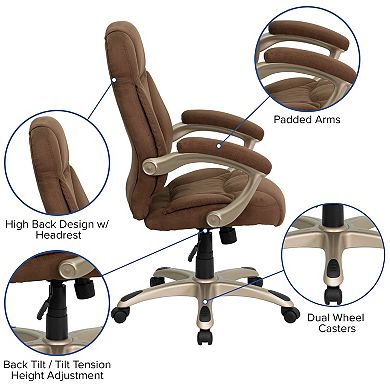 Emma and Oliver High Back Navy Blue Microfiber Executive Swivel Ergonomic Office Chair with Arms