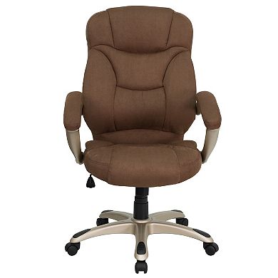 Emma and Oliver High Back Navy Blue Microfiber Executive Swivel Ergonomic Office Chair with Arms
