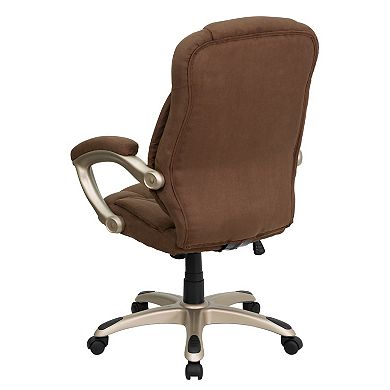 Emma and Oliver High Back Navy Blue Microfiber Executive Swivel Ergonomic Office Chair with Arms