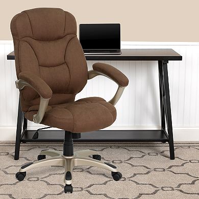 Emma and Oliver High Back Navy Blue Microfiber Executive Swivel Ergonomic Office Chair with Arms