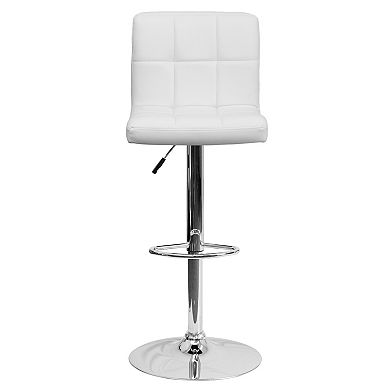 Emma and Oliver Black Quilted Vinyl Adjustable Height Barstool with Chrome Base
