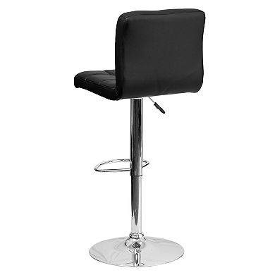 Emma and Oliver Black Quilted Vinyl Adjustable Height Barstool with Chrome Base