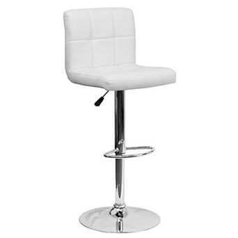 Emma and Oliver Black Quilted Vinyl Adjustable Height Barstool with Chrome Base