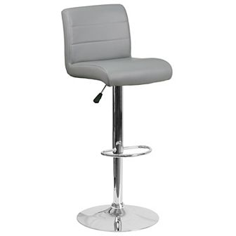 Emma and Oliver Burgundy Vinyl Adjustable Height Barstool with Rolled Seat