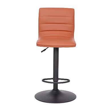 Emma and Oliver Coti Modern Channel Tufted Upholstered Height Adjustable Mid-Back Stool and Pedestal Base with Footrest