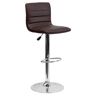Emma and Oliver Purple Vinyl Adjustable Height Barstool - Horizontal Stitch Back