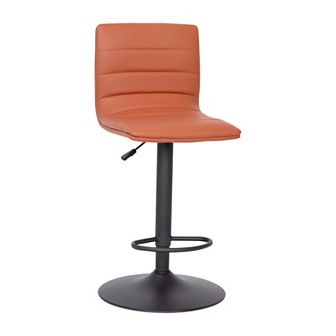 Emma and Oliver Purple Vinyl Adjustable Height Barstool - Horizontal Stitch Back