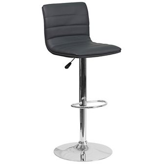 Emma and Oliver Purple Vinyl Adjustable Height Barstool - Horizontal Stitch Back