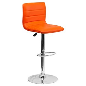 Emma and Oliver Purple Vinyl Adjustable Height Barstool - Horizontal Stitch Back