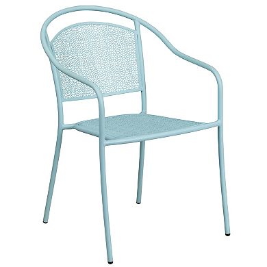Emma and Oliver Commercial Grade 35.5" Square Black Patio Table Set-4 Round Back Chairs
