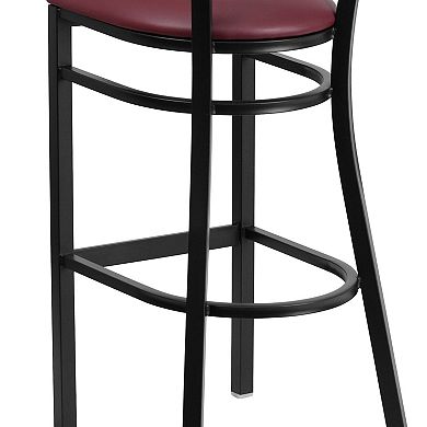 Emma and Oliver Slat Back Metal Dining Barstool, Walnut Back & Seat