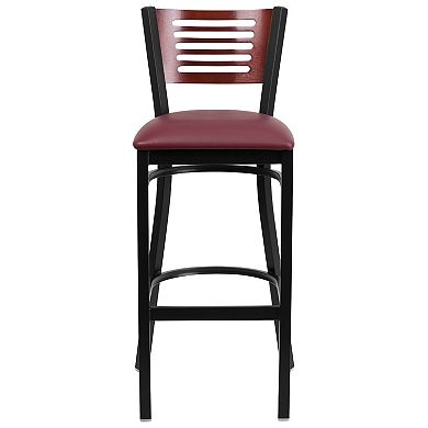 Emma and Oliver Slat Back Metal Dining Barstool, Walnut Back & Seat