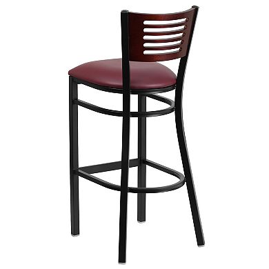 Emma and Oliver Slat Back Metal Dining Barstool, Walnut Back & Seat