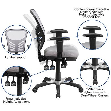 Emma and Oliver Mid-Back Black Mesh/White FrameMultifunction Ergonomic Office Chair with Arms