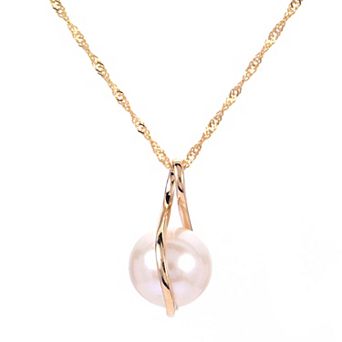 PearLustre by Imperial 14k Gold Freshwater Cultured Pearl Twist Pendant Necklace