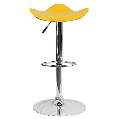 Emma and Oliver White Vinyl Adjustable Height Barstool with Wavy Seat