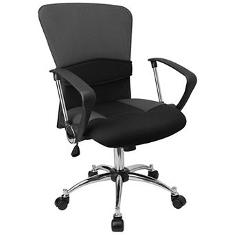 Emma and Oliver Mid-Back Blue Mesh Swivel Task Office Chair, Lumbar Support and Arms