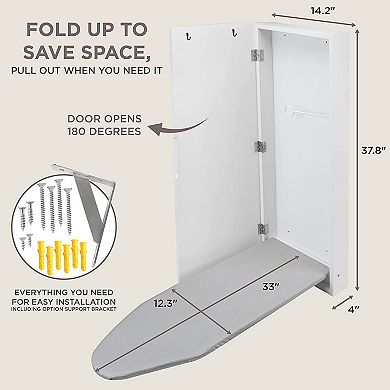 Ivation Ironing Board, Wall Mount Iron Board Holder and Ironing Board Cover
