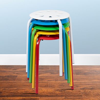Emma and Oliver Plastic Nesting Stack Stools-School/Home, 17.5"Height, Assorted Colors (5 Pack)