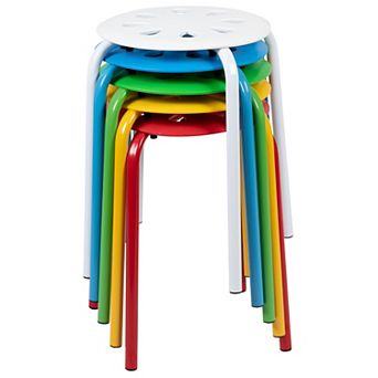 Emma and Oliver Plastic Nesting Stack Stools-School/Home, 17.5"Height, Assorted Colors (5 Pack)