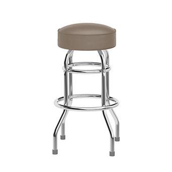 Emma and Oliver Double Ring Chrome Barstool with Black Seat