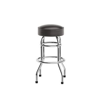 Emma and Oliver Double Ring Chrome Barstool with Black Seat