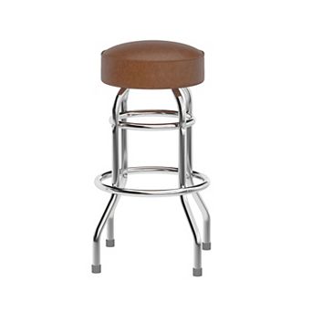 Emma and Oliver Double Ring Chrome Barstool with Black Seat