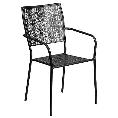 Emma and Oliver Commercial Grade 35.5" Square Coral Patio Table Set-2 Square Back Chairs