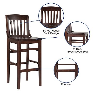 Emma and Oliver School House Back Walnut Wood Barstool
