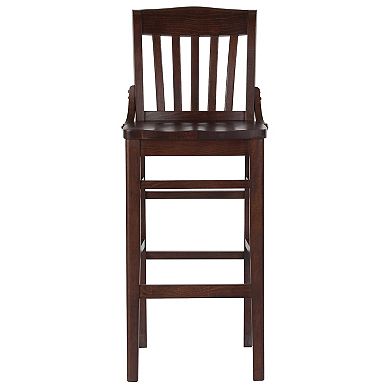 Emma and Oliver School House Back Walnut Wood Barstool