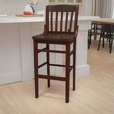 Emma and Oliver School House Back Walnut Wood Barstool