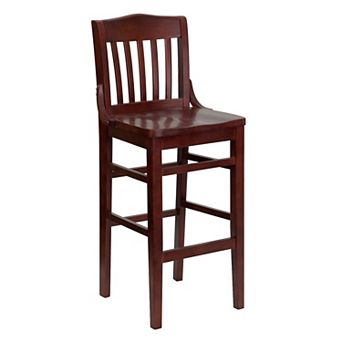 Emma and Oliver School House Back Walnut Wood Barstool